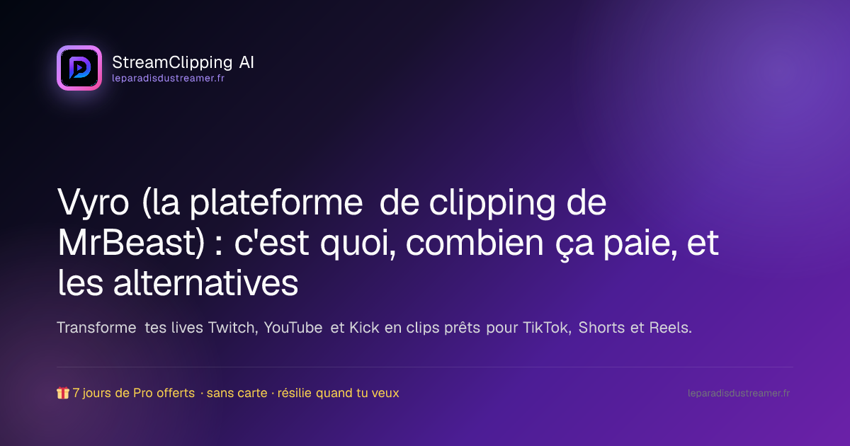 Vyro, la plateforme de clipping payé aux vues de MrBeast, expliquée pour les clippeurs FR